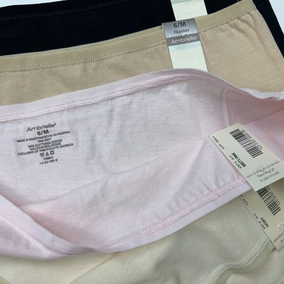 Ambrielle Hipster Panty Low-Cut Stretch 94%Cotton 6%Lycra Women 6 M NWT Lot of 4 - Picture 6 of 8